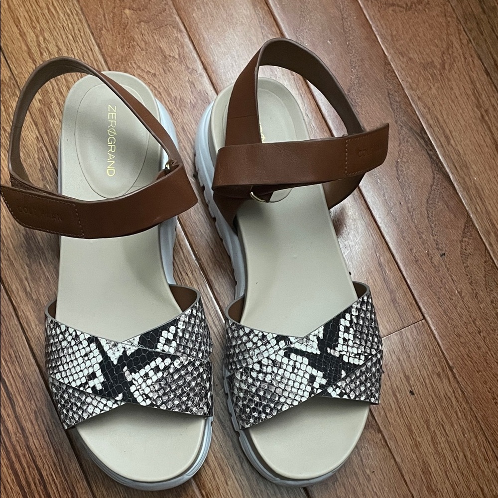 Cole Haan Brown and Snake Print Sandals